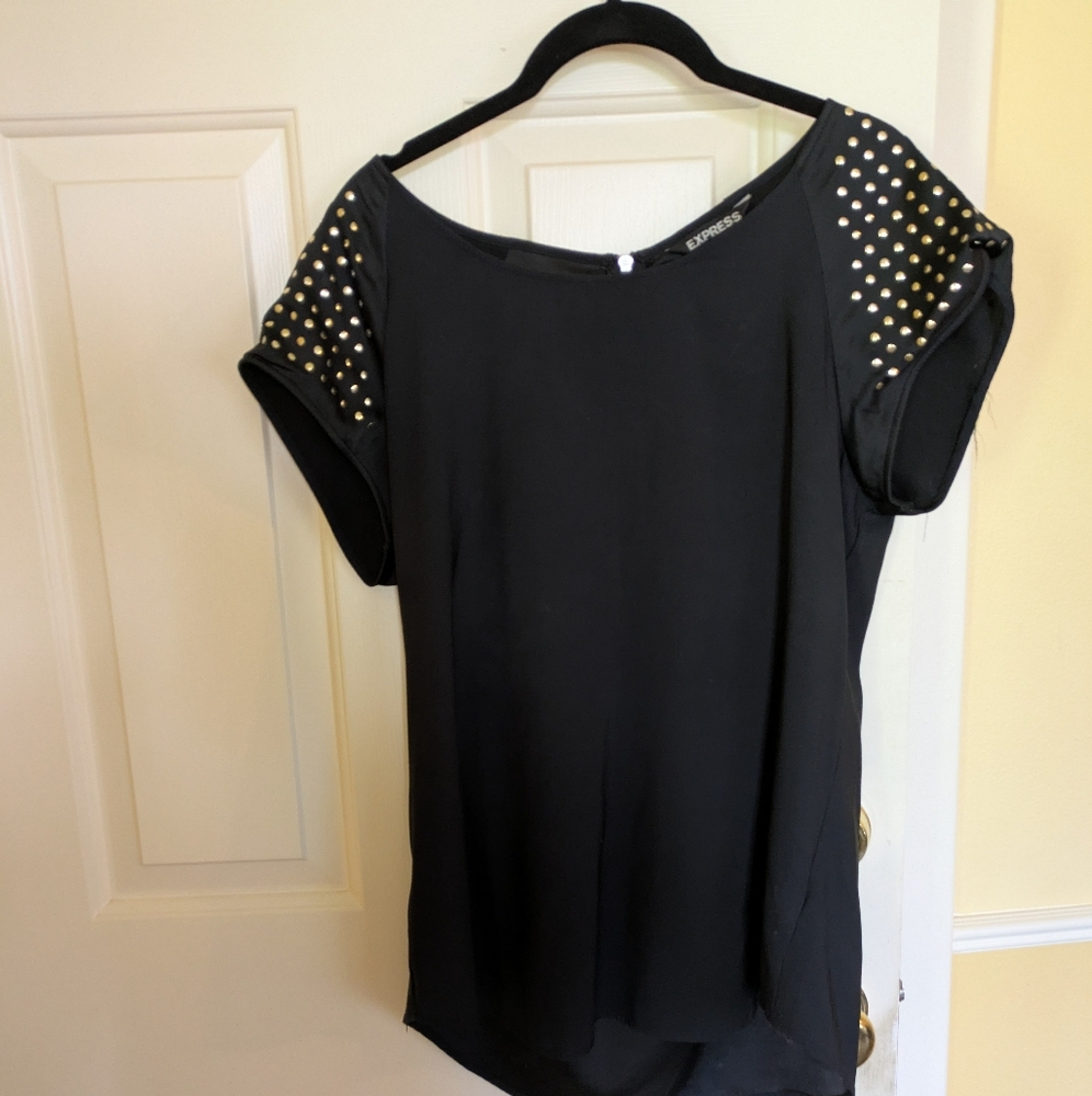 Express Black With Gold Detailing Blouse